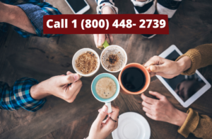 group of workers with hot coffee