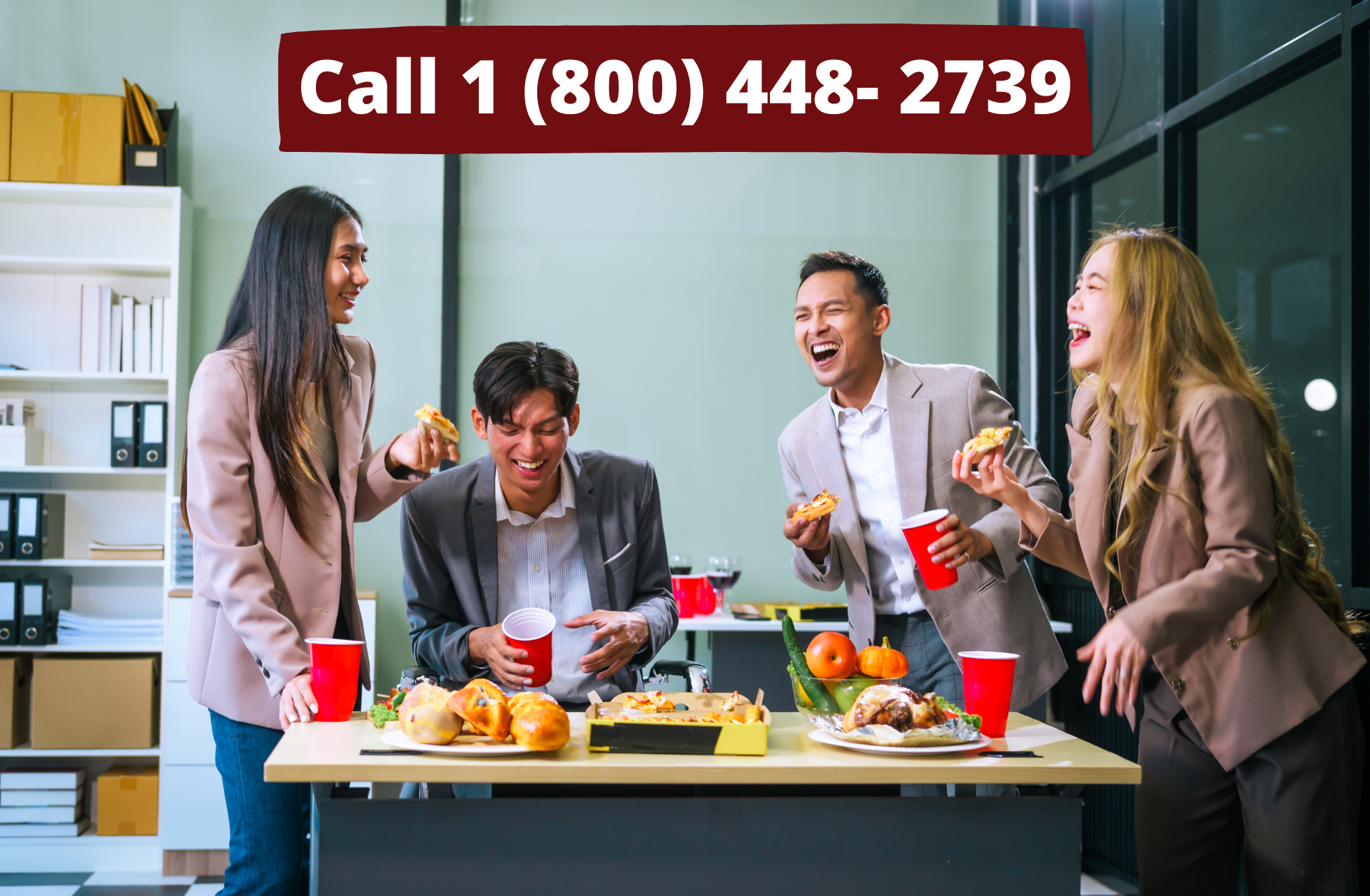 employees enjoying snacks in breakroom